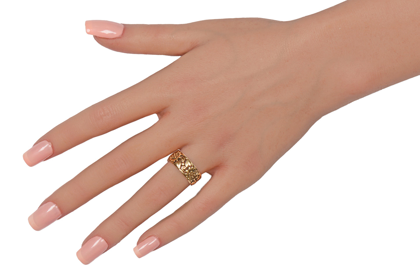 Antique Sunflower Floral Gold Wedding Band