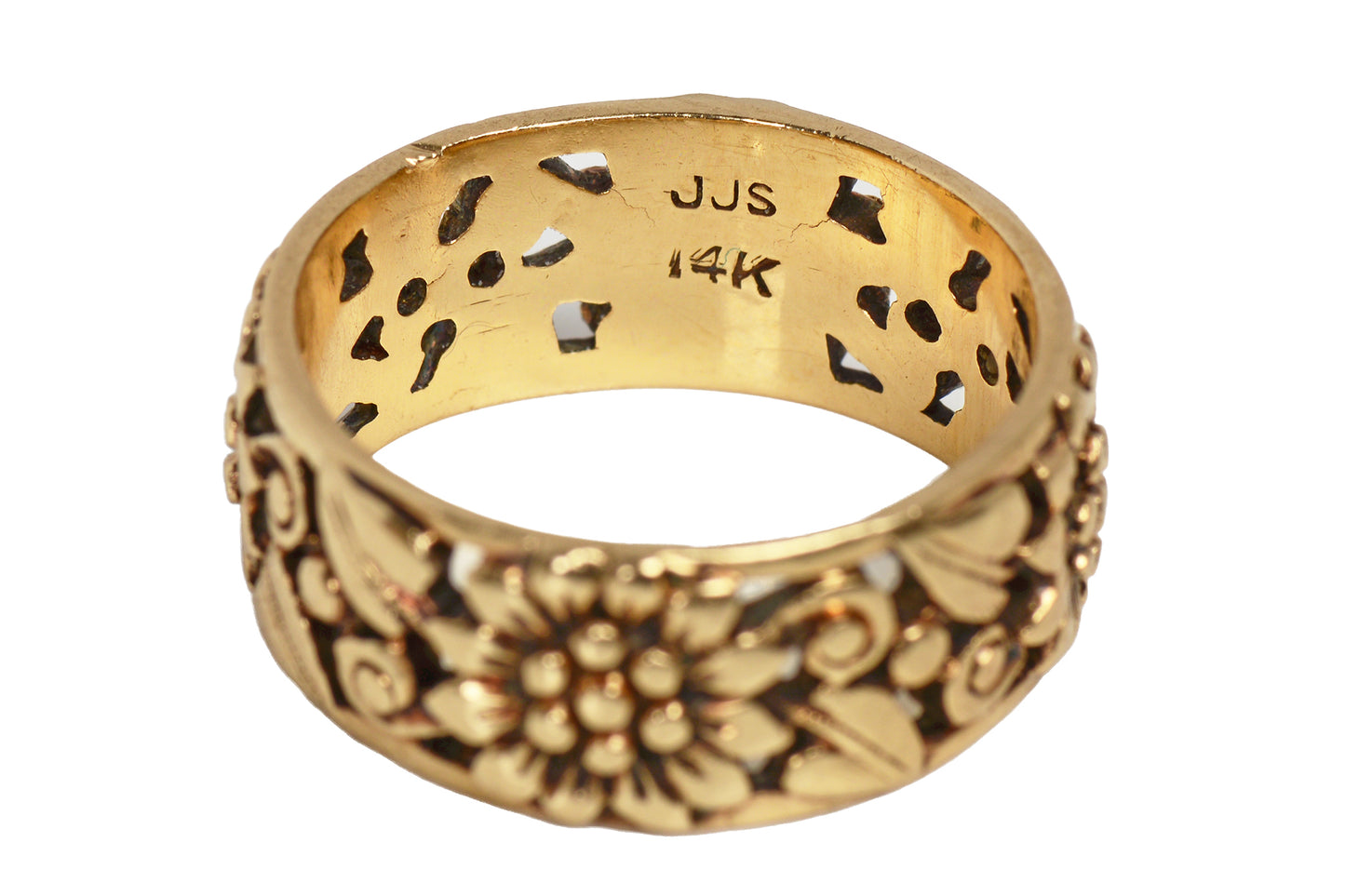 Antique Sunflower Floral Gold Wedding Band
