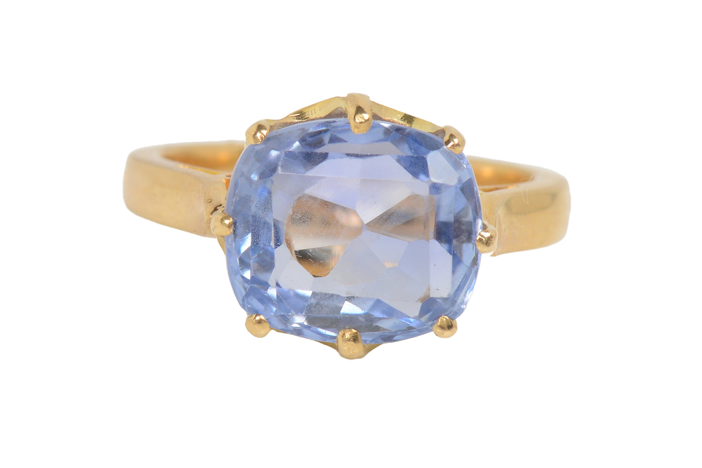 Vintage French No Heat 6.4 C. Sapphire Gold RIng