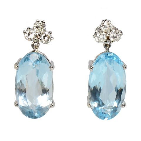 Aquamarine Diamond Dangle Earrings
