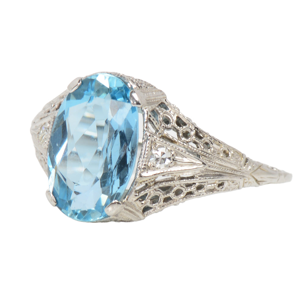 
                      
                        Antique Natural Aquamarine Filigree Ring
                      
                    