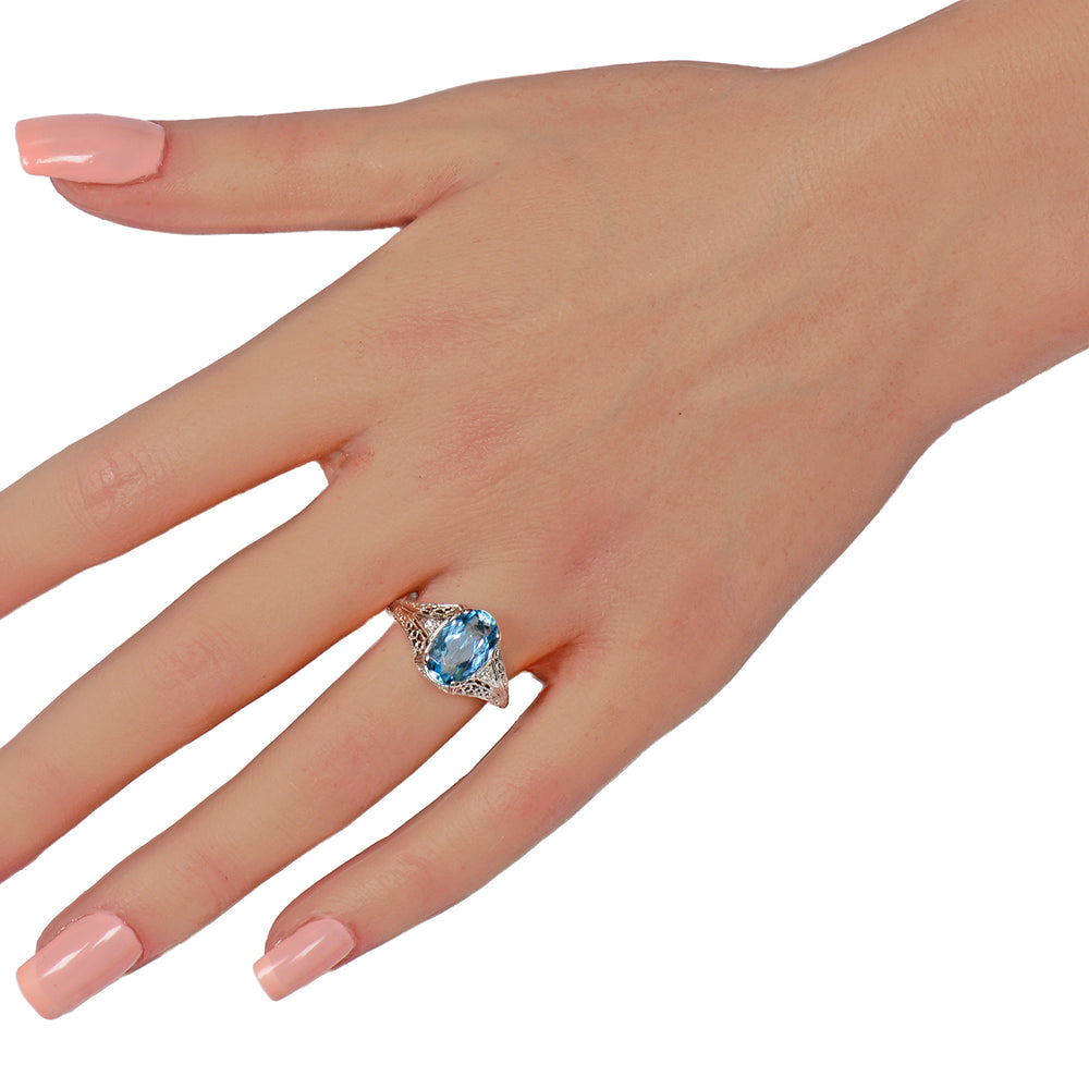 
                      
                        Antique Natural Aquamarine Filigree Ring
                      
                    