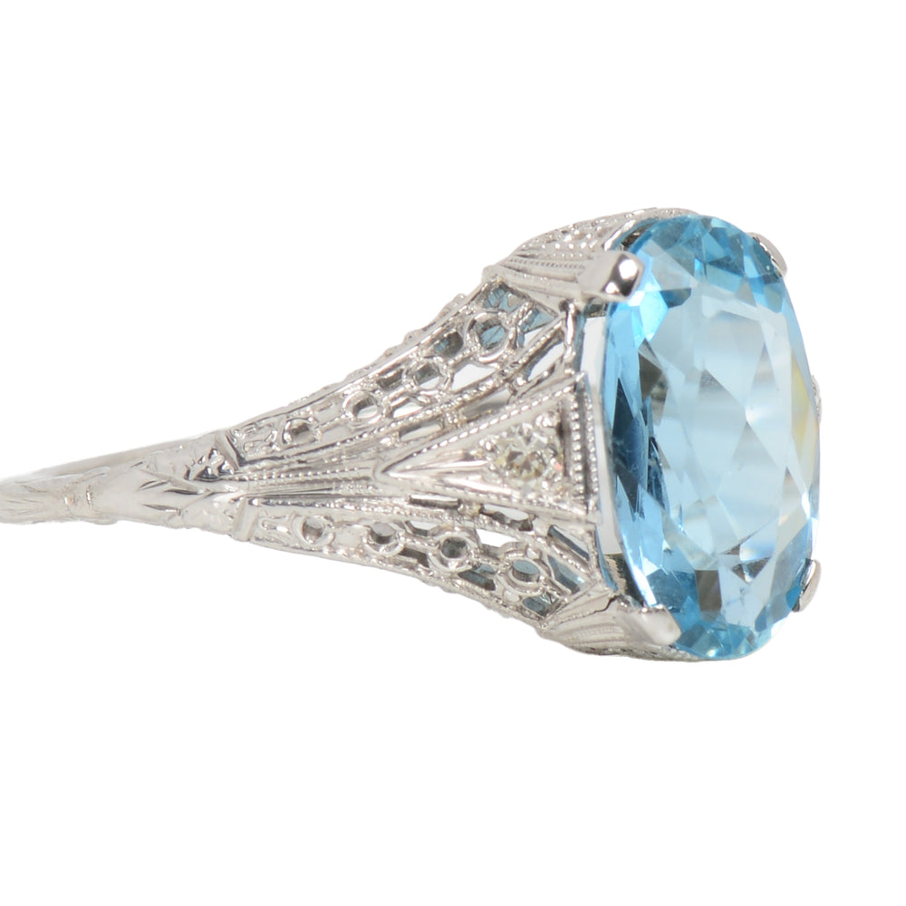 
                      
                        Antique Natural Aquamarine Filigree Ring
                      
                    