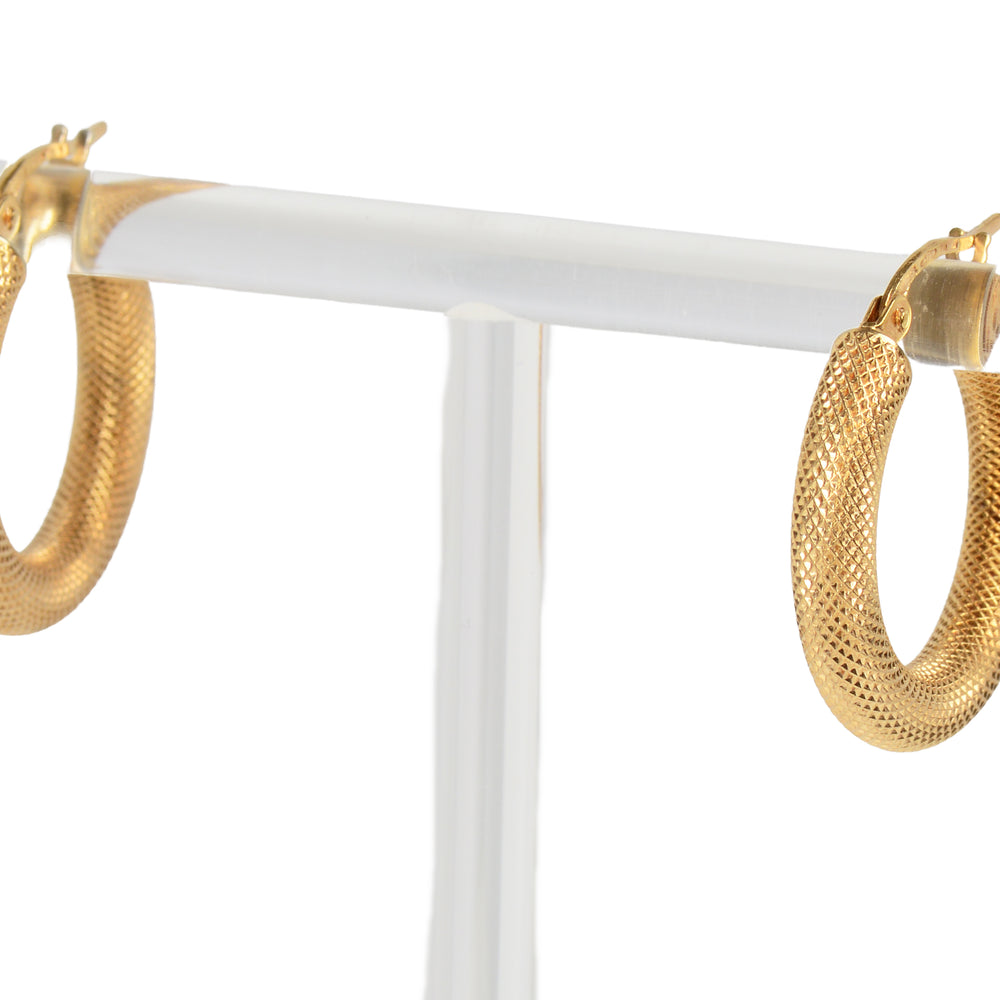 Striking Chic - UnoAerre Italian Gold Textured Hoop Earrings