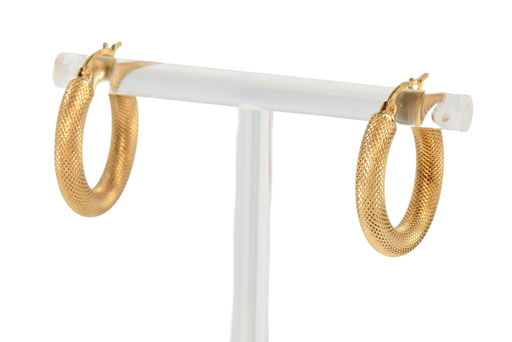 Striking Chic - UnoAerre Italian Gold Textured Hoop Earrings