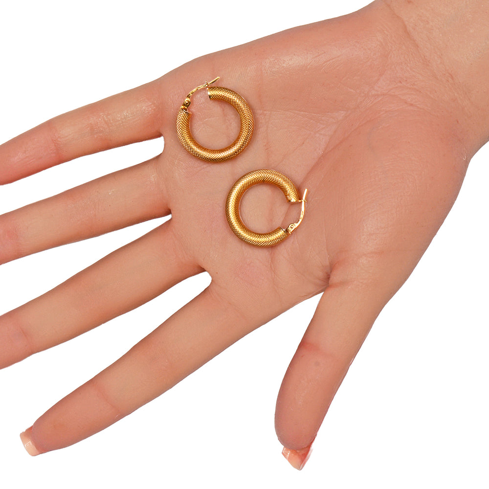 
                      
                        Striking Chic - UnoAerre Italian Gold Textured Hoop Earrings
                      
                    