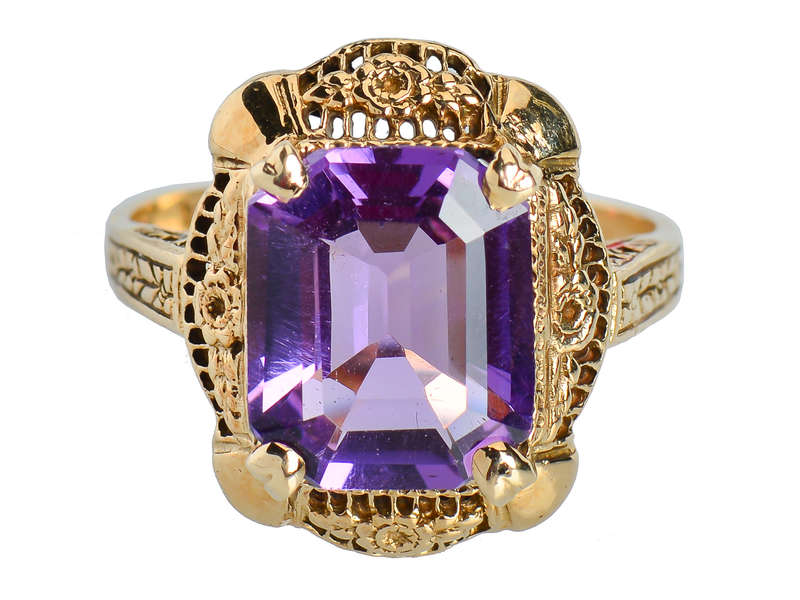 Flower Garden - Vintage Amethyst Filigree Ring
