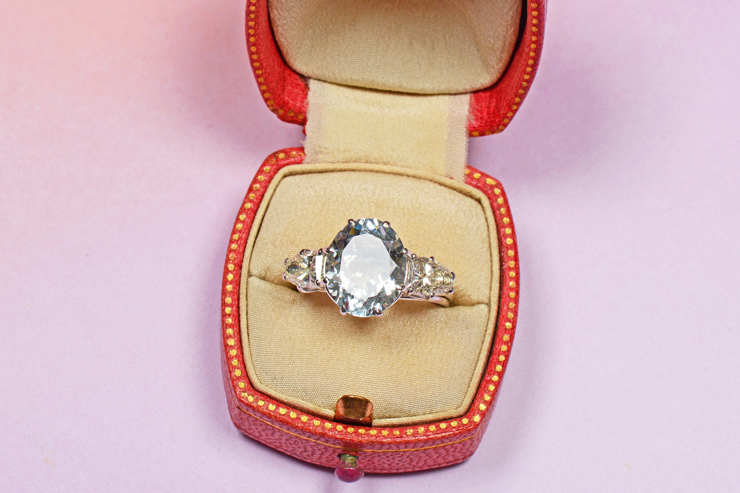 Aquamarine & Bullet Shaped Yellow Diamond Ring