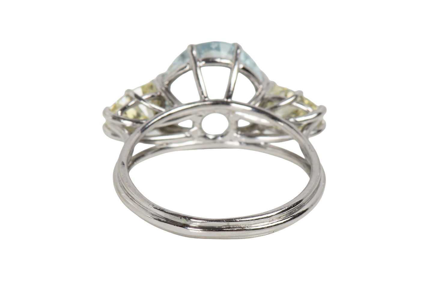 Aquamarine & Bullet Shaped Yellow Diamond Ring