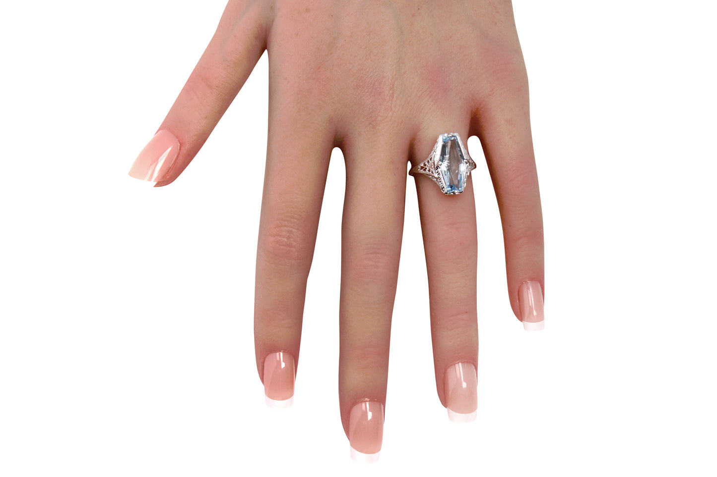 Skyward - Fancy Cut Aquamarine Art Deco Ring