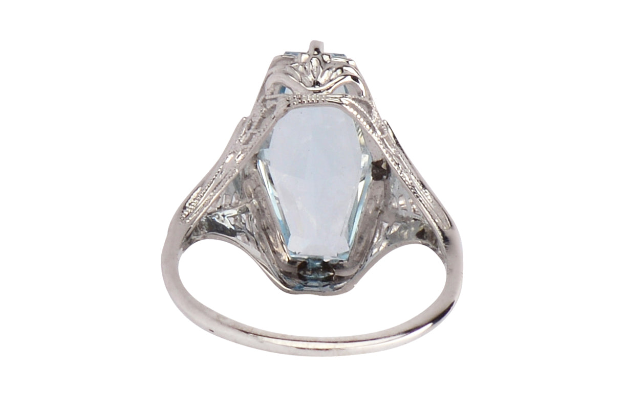 Skyward - Fancy Cut Aquamarine Art Deco Ring