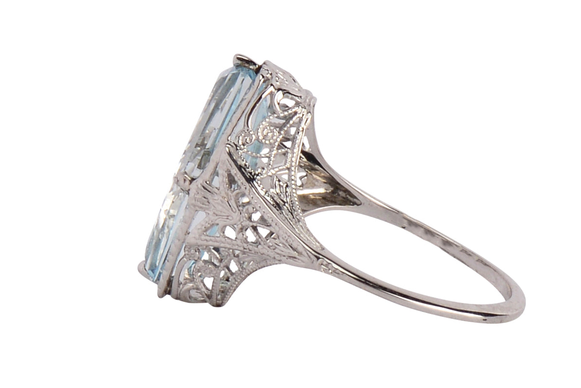 Skyward - Fancy Cut Aquamarine Art Deco Ring