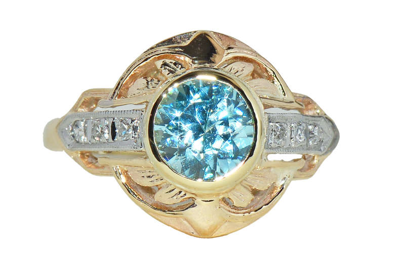 Zircon Two Color Gold Vintage Ring