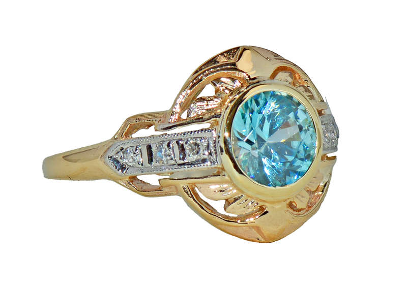 Zircon Two Color Gold Vintage Ring