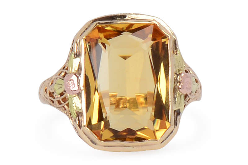 Light of Day - Citrine Filigree Vintage Ring