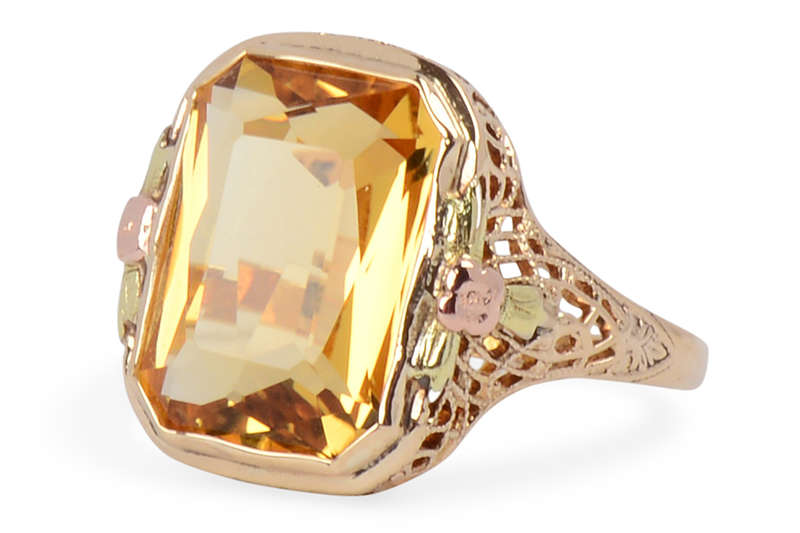 Light of Day - Citrine Filigree Vintage Ring