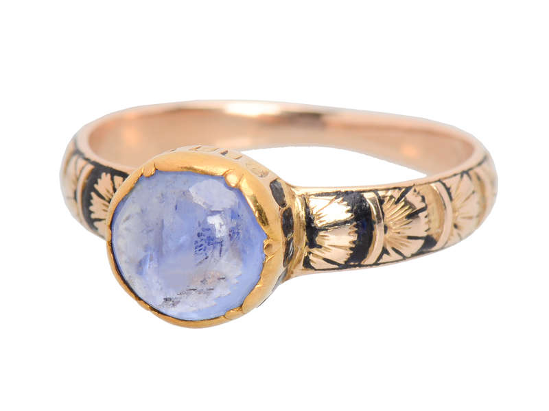 Early 18th Century Natural Sapphire Enamel Ring