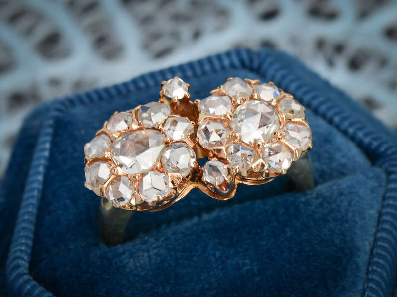 Galaxies Collide - Antique Rose Cut Diamond Ring