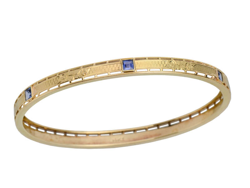 Krementz Sapphire Gold Slip On Bangle