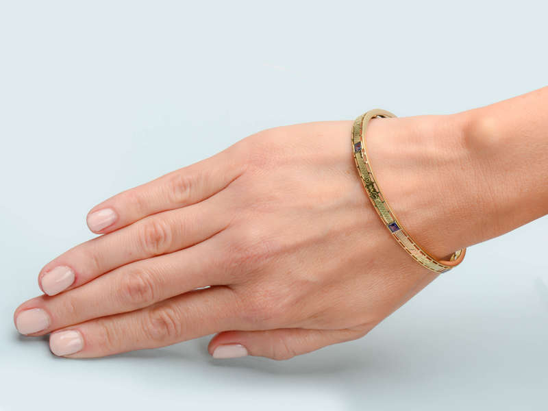 Krementz Sapphire Gold Slip On Bangle