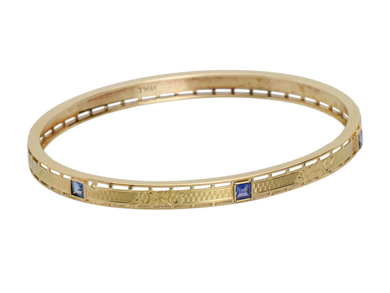 Krementz Sapphire Gold Slip On Bangle