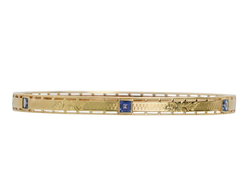 Krementz Sapphire Gold Slip On Bangle