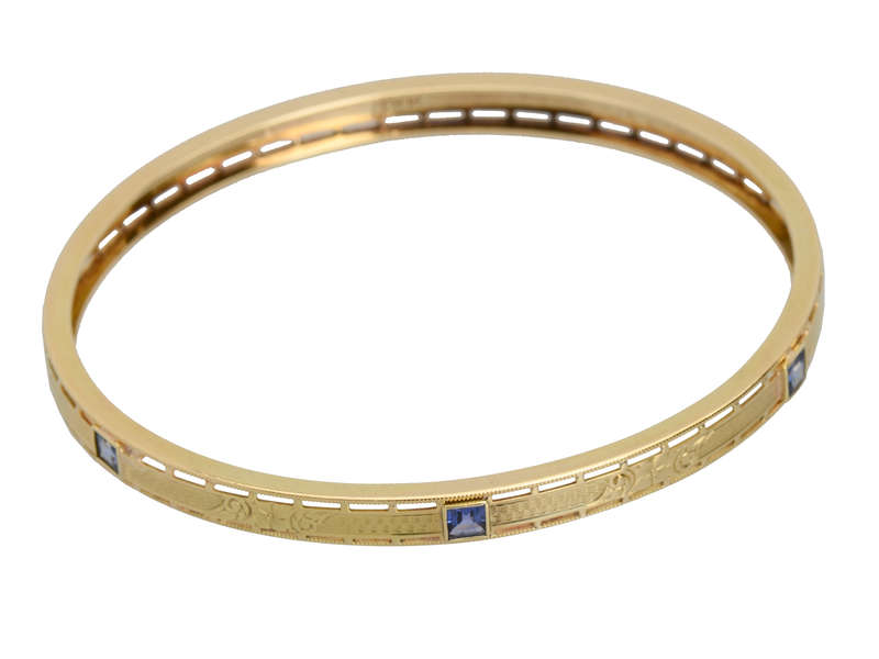 Krementz Sapphire Gold Slip On Bangle