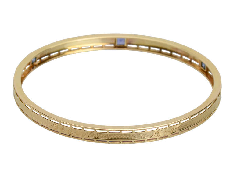 Krementz Sapphire Gold Slip On Bangle