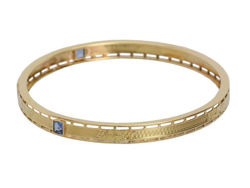 Krementz Sapphire Gold Slip On Bangle