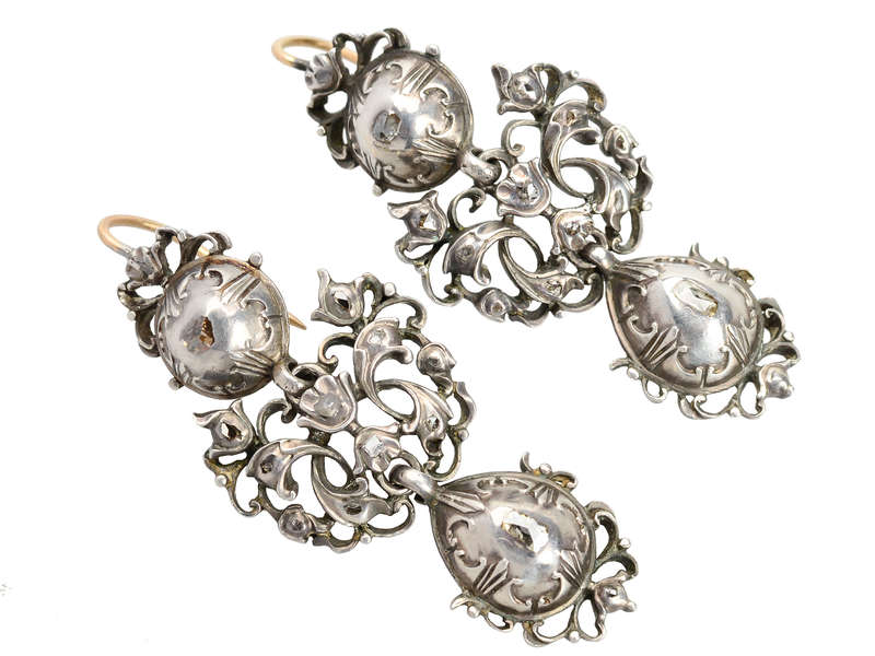 Early 18th Century Diamond Silver Earrings