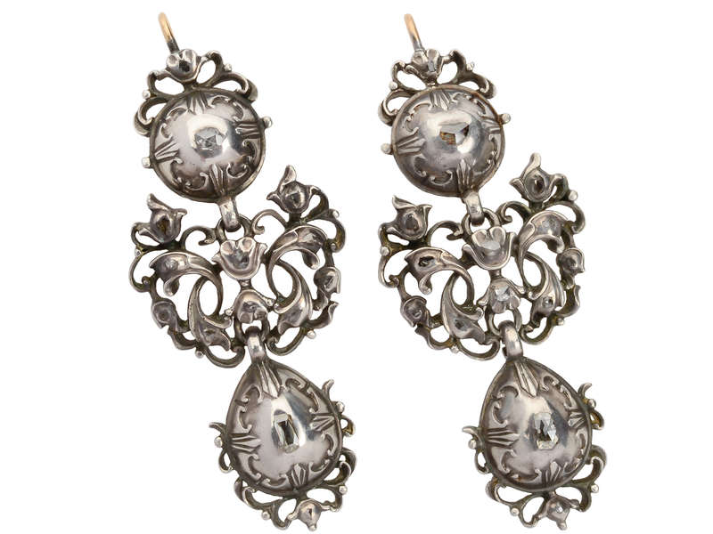Early 18th Century Diamond Silver Earrings