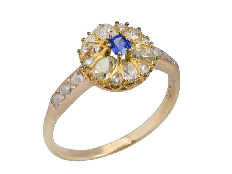Sapphire & Canary & White Diamond Ring