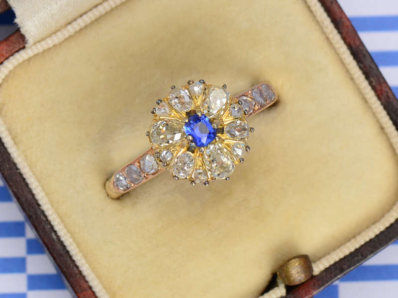 Sapphire & Canary & White Diamond Ring