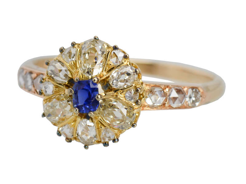 Sapphire & Canary & White Diamond Ring