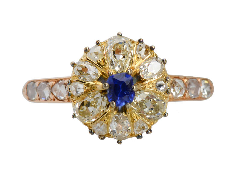 Sapphire & Canary & White Diamond Ring