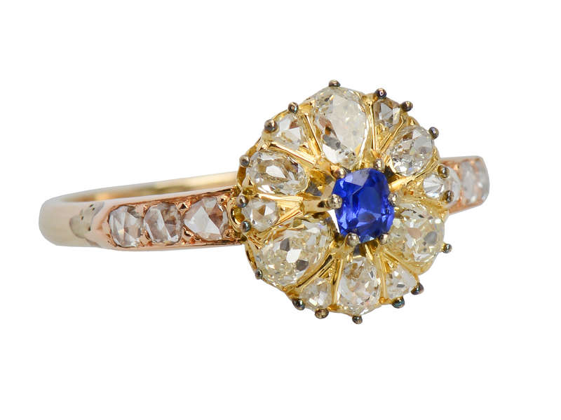 Sapphire & Canary & White Diamond Ring