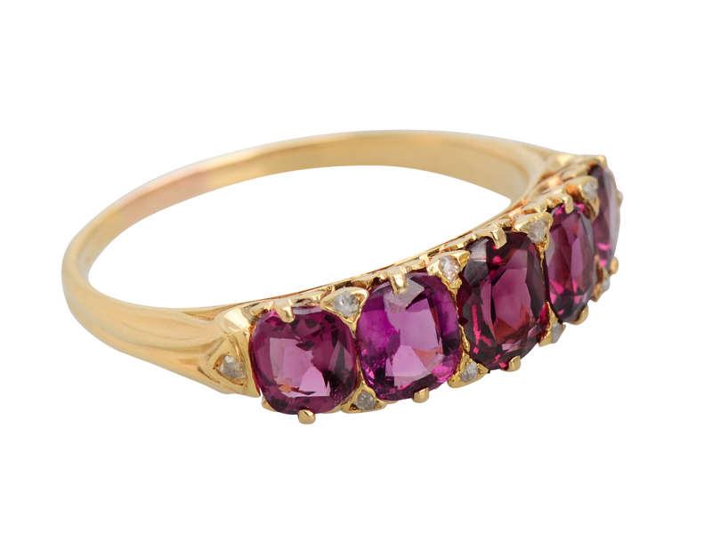 Garnets & Diamonds - Edwardian Five Stone Ring
