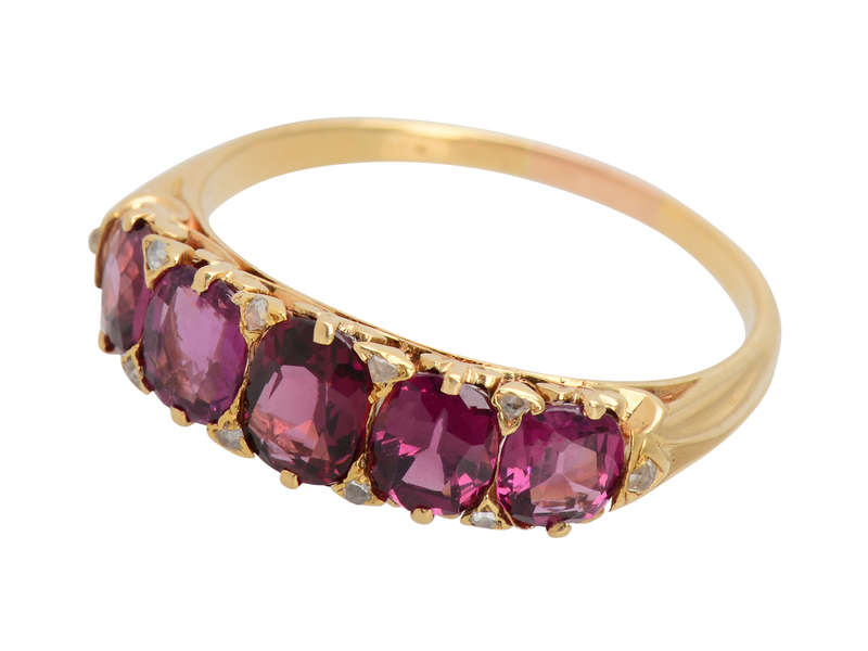 Garnets & Diamonds - Edwardian Five Stone Ring