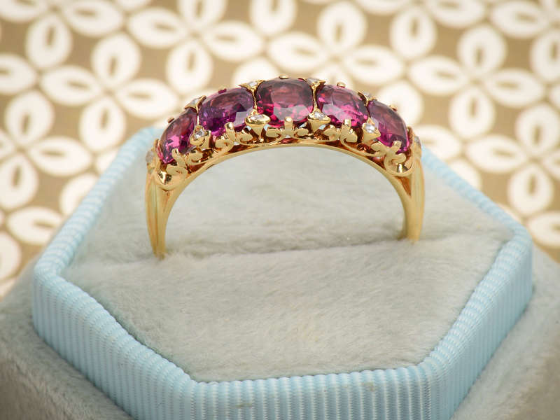 Garnets & Diamonds - Edwardian Five Stone Ring