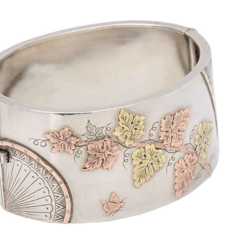 Aesthetic Movement Gold & Silver Wide Bangle