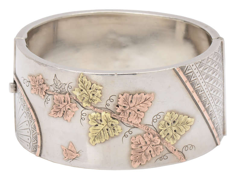 Aesthetic Movement Gold & Silver Wide Bangle