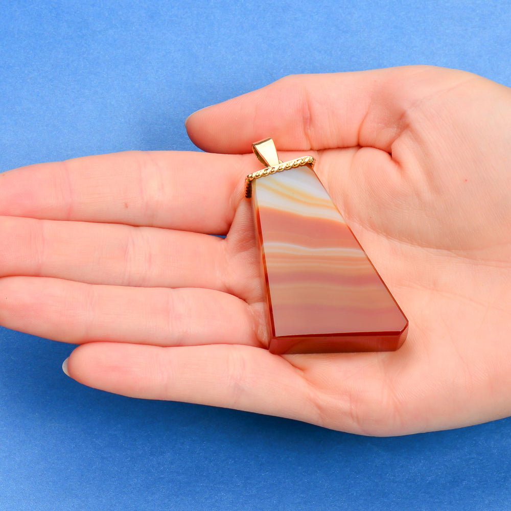 
                      
                        Chunky Gender Neutral Vintage Gold Banded Agate Pendant
                      
                    