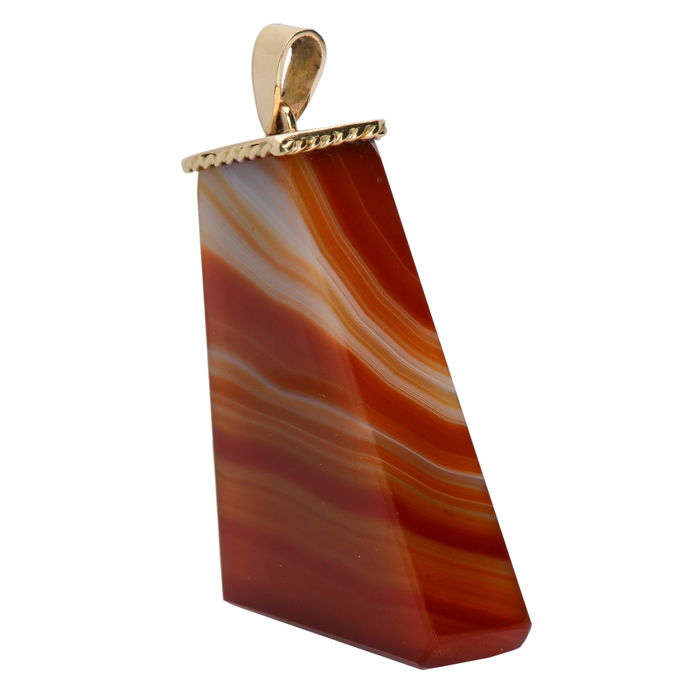 
                      
                        Chunky Gender Neutral Vintage Gold Banded Agate Pendant
                      
                    