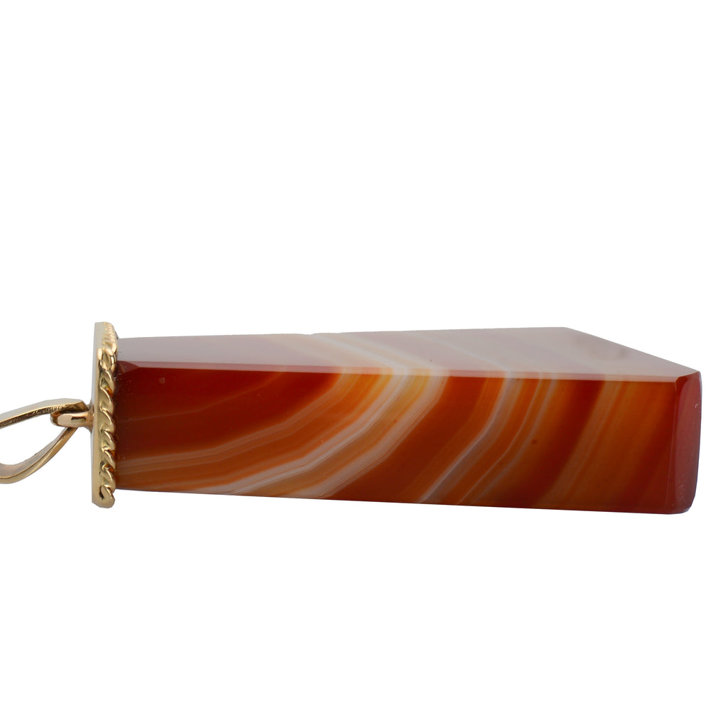 
                      
                        Chunky Gender Neutral Vintage Gold Banded Agate Pendant
                      
                    