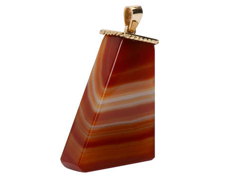 Chunky Gender Neutral Vintage Gold Banded Agate Pendant