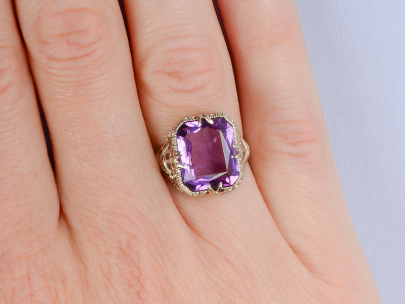 Amethyst Aria - Art Deco Filigree Ring