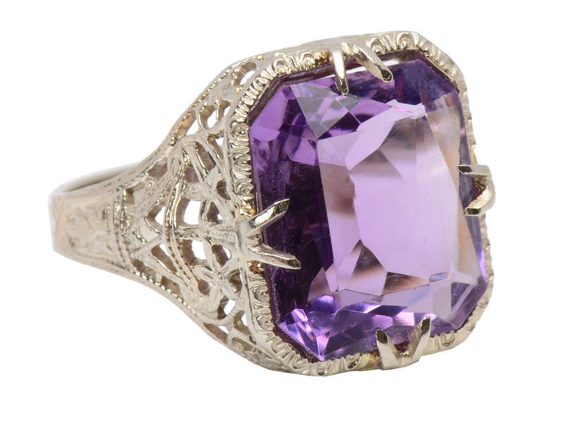 Amethyst Aria - Art Deco Filigree Ring