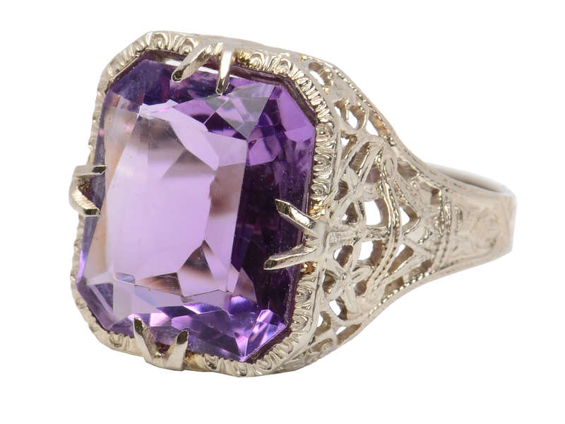Amethyst Aria - Art Deco Filigree Ring