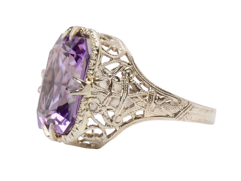 Amethyst Aria - Art Deco Filigree Ring