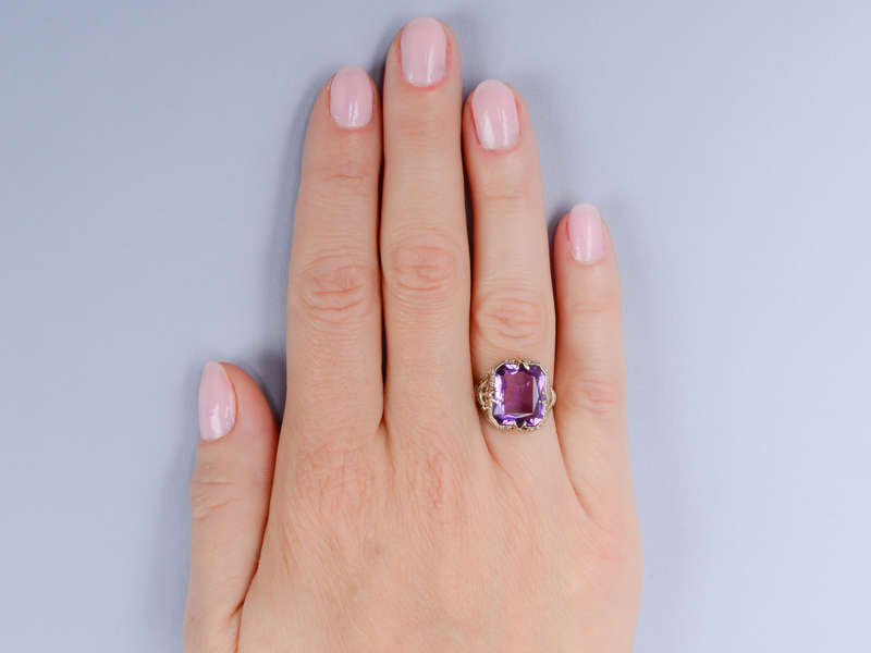 Amethyst Aria - Art Deco Filigree Ring